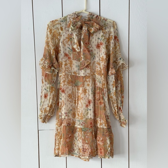 Sezane Estel Dress in Camel Patchwork Size 2 NWT - Picture 7 of 15